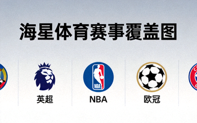 海星体育赛事覆盖图，展示英超、NBA、欧冠等全球顶级赛事图标